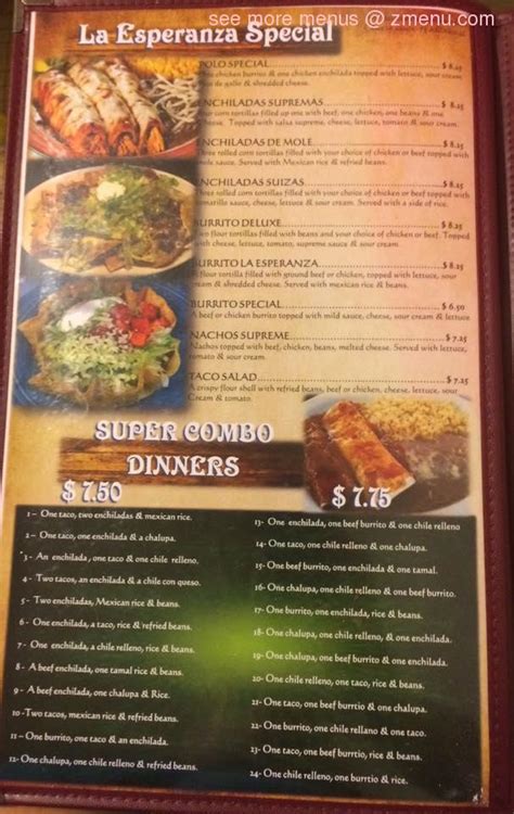 la esperanza menu middlesboro ky $$ Mexican Closed 11:00 AM - 9:00 PM See hours See all 5 photos Write a review Add photo Also, they have two locations, but the one on , on